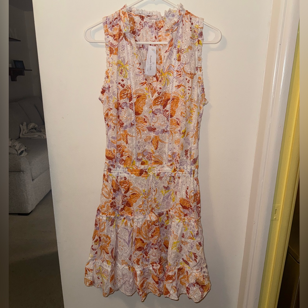 Nwt Poupette St. Barth Mini Dress Clara In Orange Nemesia
